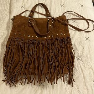Suede fringe bag